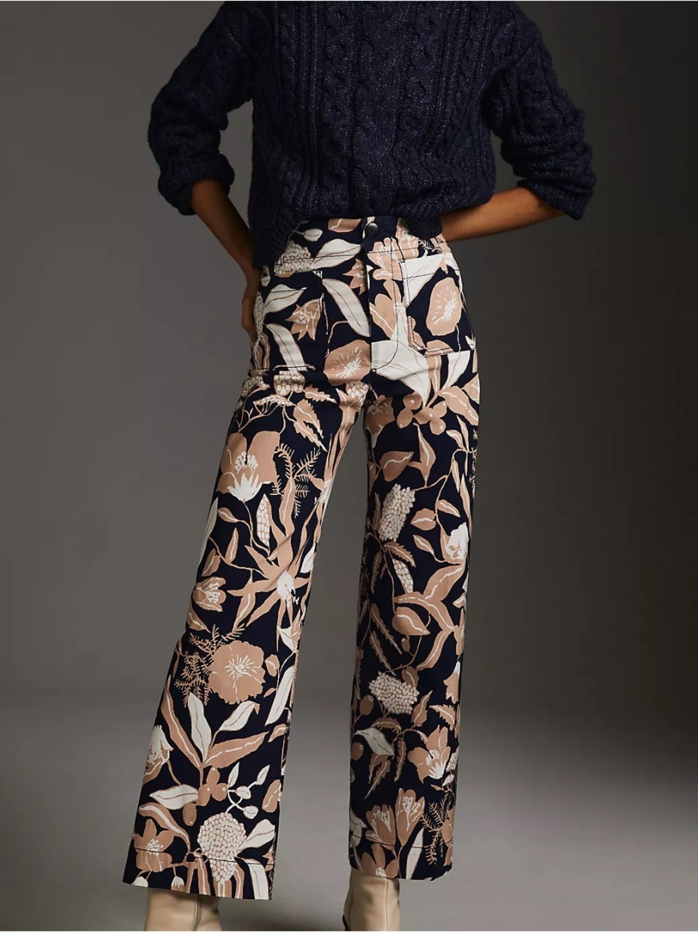 Maeve The Colette By Jo Faulkner Cropped Wide Leg Pants Size 34